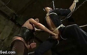 Morgan sucks dick to tied up guy until he cum