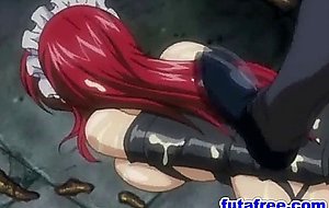 Big busted hentai girl riding intense cock