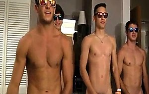 Amateur hunks jerk off race