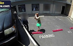 Busty redhead pretty chick aggressively handjob show