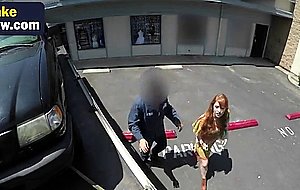Busty redhead pretty chick aggressively handjob show