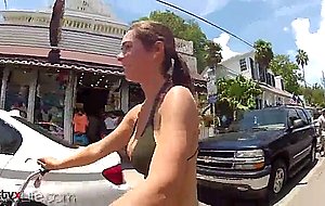 Girl with huge tits on a bike