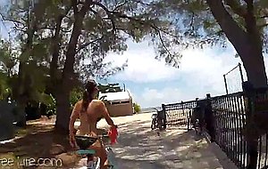 Girl with huge tits on a bike
