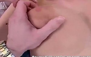 Smoking honey blonde with big tits gets fucked