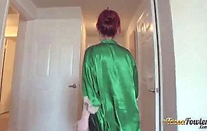 Tessa fowler in green silk robe
