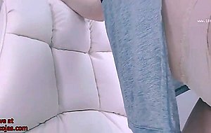 Korean model in sweet grey leggings