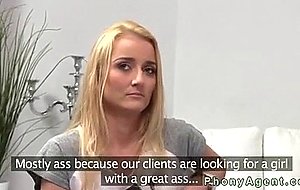 Small tits blonde anal gangbanged on casting