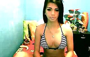 Tranny with a big cock sucks her own dick!