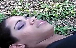 Sexy brunette tranny fucked outdoor