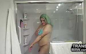 Emo BBW Tgirl in the Shower
