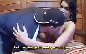 Busty ts brunette takes him from behind