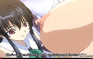 Captive anime shemale with bigboobs handjob her bigcock by two maids