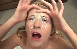 Bukkake gangbang with busty teen