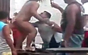 Drunk Latina Dances Naked On A Table At A Bar