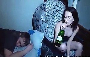 Sleeping guy misses a great threesome