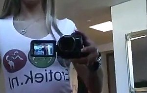 Girl with video camera play her pussy  