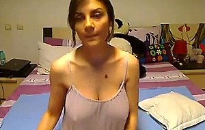 Oiling her big tits online  