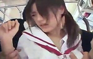 Japanese schoolgirl gets gangbanged in a bus