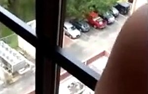 Fucking gamer girl by hotel window  