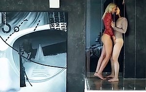 Asian and blonde hottie having amazing lesbian sex  