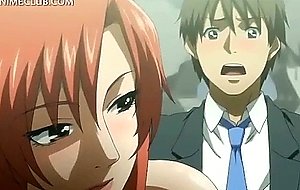 Slutty anime hottie seducing teen stud for threesome