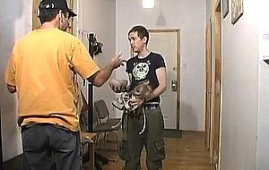 Titty chick dominates a tranny
