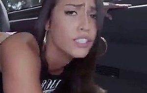 Gorgeous brunette amateur girl fucked doggystyle in van