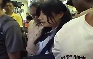 Shy girl gangbanged in a public train
