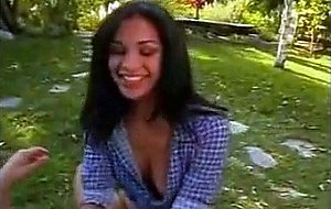 Pretty shemale and guy outdoor fun