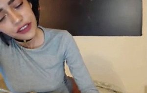Cute teen fingers herself on webcam  