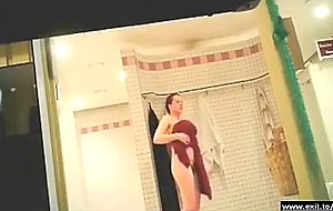Gorgeous milfs in public sauna shower  