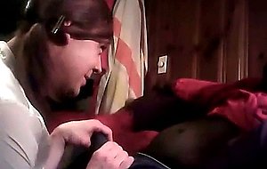 Sissy bitch works daddy's bbc with her mouth and throat