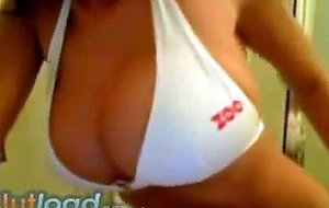 Very Hot Girl with Amazing Tits is dancing