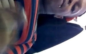 Ebony tg stroking huge cock in bathroom