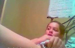 Tight teen loves to finger herself underneath her 