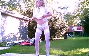 Homemade cd in his yard