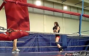Young wrestling dyke drilled with strapon   