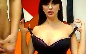 Busty babe swallows a loadful of honey jizz