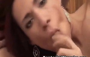 Attractive shemale in suck and creampie