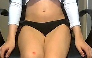 Brunette teen tgirl tries to wank on cam