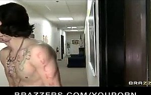 Big-tit blonde babe strips and sucks and fucks coach's big-dick