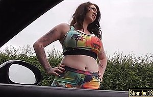 Giant boobs whore gets screwed in public
