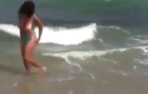 Wife flashing at the beach pov