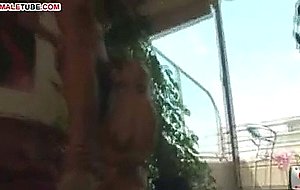 Jill has a taste of shemale cock