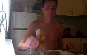 Gay man eating shit and drinking dinner