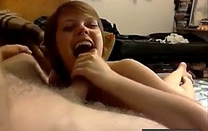 Teen swallows giant cock with joy 