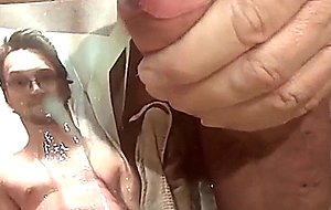 Cumshot on his face and intense erected cock  