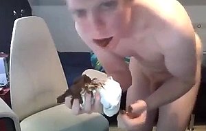 Gay man eating his own shit in front of camera