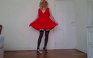 Red dress with full frontal