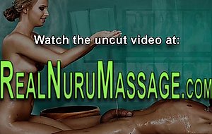 Nuru masseuse getting fucked and cum soaked  